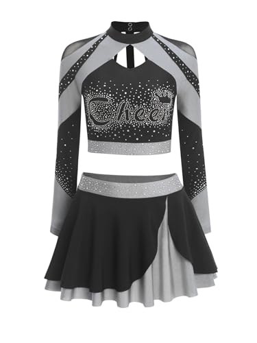 Aiihoo Damen Cheer Leader Kostüm Langarm Tanktop Hollow Out Oberteil A-Linie Minirock Kontrast Rock Frauen Karneval Kostüm Grau S Aiihoo Damen Cheer Leader Kostüm Langarm Tanktop Hollow Out Oberteil A-Linie Minirock Kontrast Rock Frauen Karneval Kostüm Grau S von Aiihoo