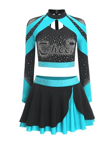 Aiihoo Damen Cheer Leader Kostüm Langarm Tanktop Hollow Out Oberteil A-Linie Minirock Kontrast Rock Frauen Karneval Kostüm Himmelblau XXL Aiihoo Damen Cheer Leader Kostüm Langarm Tanktop Hollow Out Oberteil A-Linie Minirock Kontrast Rock Frauen Karneval Kostüm Himmelblau XXL von Aiihoo