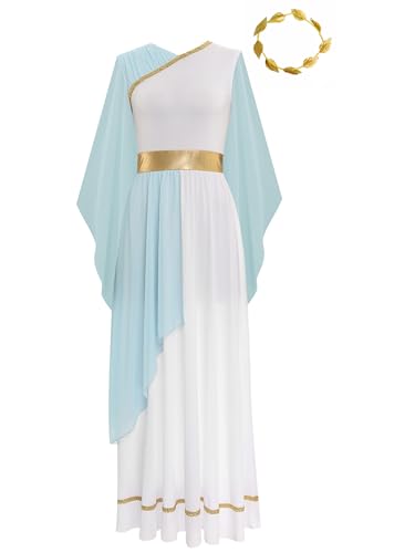 Aiihoo Damen Griechische Göttin Kostüm Antike Römische Göttin Kleid Toga Ärmellos Maxikleid + Lorbeerkranz Chiffon Tuch Königin Ägypten Fasching Kostüm Hellblau L Aiihoo Damen Griechische Göttin Kostüm Antike Römische Göttin Kleid Toga Ärmellos Maxikleid + Lorbeerkranz Chiffon Tuch Königin Ägypten Fasching Kostüm Hellblau L von Aiihoo
