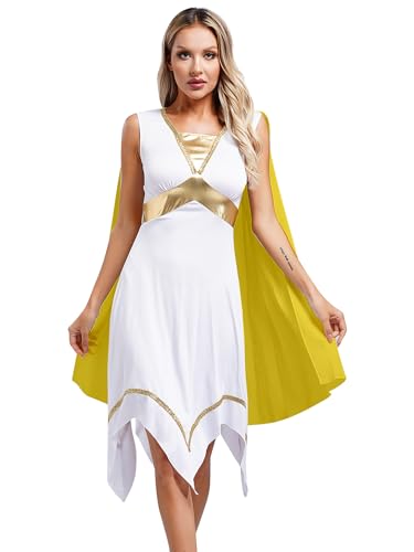 Aiihoo Damen Griechische Göttin Kostüm Antike Römische Königin Toga Ärmellos Minikleid mit Umhang Ägyptin Frauen Fasching Cosplay Outfits Gelb S Aiihoo Damen Griechische Göttin Kostüm Antike Römische Königin Toga Ärmellos Minikleid mit Umhang Ägyptin Frauen Fasching Cosplay Outfits Gelb S von Aiihoo