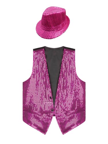 Aiihoo Damen Herren Pailletten Weste Glitzer Anzugsweste mit Hut Ärmellos V-Ausschnitt Jacke Hemd Karnevalskostüm Hiphop Jazz Tanz Kostüm Lichtrosa 4XL Aiihoo Damen Herren Pailletten Weste Glitzer Anzugsweste mit Hut Ärmellos V-Ausschnitt Jacke Hemd Karnevalskostüm Hiphop Jazz Tanz Kostüm Lichtrosa 4XL von Aiihoo