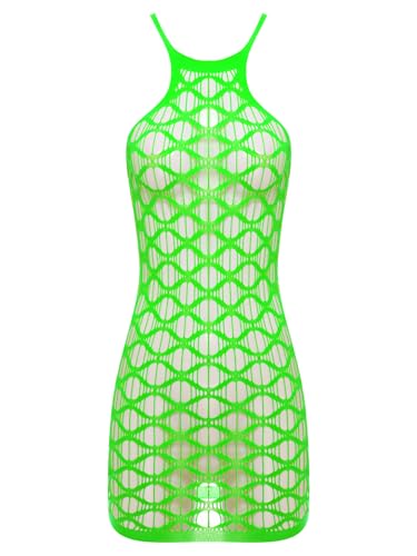 Aiihoo Damen Hohlraum Fischnetz Kleid Ärmellos Hochelastisches Minikleid Schlankes Passform Nachtgewand Kleid Erotische Nachtwäsche Grün Einheitsgröße Aiihoo Damen Hohlraum Fischnetz Kleid Ärmellos Hochelastisches Minikleid Schlankes Passform Nachtgewand Kleid Erotische Nachtwäsche Grün Einheitsgröße von Aiihoo