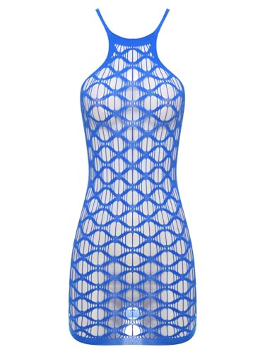 Aiihoo Damen Hohlraum Fischnetz Kleid Ärmellos Hochelastisches Minikleid Schlankes Passform Nachtgewand Kleid Erotische Nachtwäsche Königsblau Einheitsgröße Aiihoo Damen Hohlraum Fischnetz Kleid Ärmellos Hochelastisches Minikleid Schlankes Passform Nachtgewand Kleid Erotische Nachtwäsche Königsblau Einheitsgröße von Aiihoo