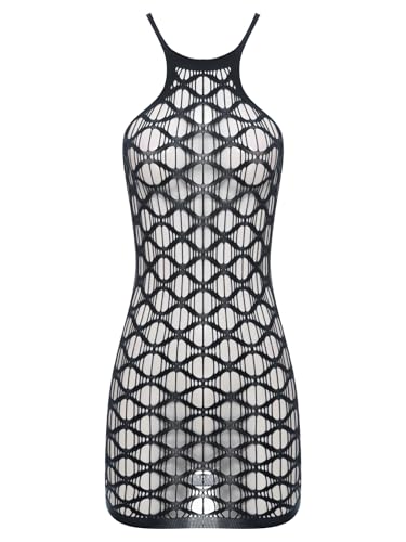 Aiihoo Damen Hohlraum Fischnetz Kleid Ärmellos Hochelastisches Minikleid Schlankes Passform Nachtgewand Kleid Erotische Nachtwäsche Schwarz Einheitsgröße Aiihoo Damen Hohlraum Fischnetz Kleid Ärmellos Hochelastisches Minikleid Schlankes Passform Nachtgewand Kleid Erotische Nachtwäsche Schwarz Einheitsgröße von Aiihoo