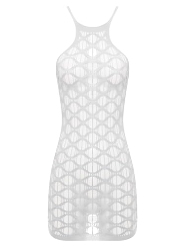 Aiihoo Damen Hohlraum Fischnetz Kleid Ärmellos Hochelastisches Minikleid Schlankes Passform Nachtgewand Kleid Erotische Nachtwäsche Weiß Einheitsgröße Aiihoo Damen Hohlraum Fischnetz Kleid Ärmellos Hochelastisches Minikleid Schlankes Passform Nachtgewand Kleid Erotische Nachtwäsche Weiß Einheitsgröße von Aiihoo