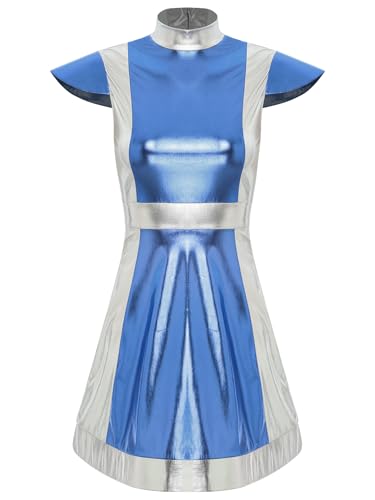 Aiihoo Damen Spacegirl Alien Kostüm Cap Sleeve Metallic Kleid Tanzkleid Faltenkleid Minikleid Halloween Cosplay Kleidung Faschingskostüm Hellblau L Aiihoo Damen Spacegirl Alien Kostüm Cap Sleeve Metallic Kleid Tanzkleid Faltenkleid Minikleid Halloween Cosplay Kleidung Faschingskostüm Hellblau L von Aiihoo