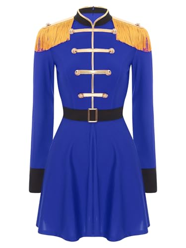 Aiihoo Damen Zirkus Kostüm Langarm Bodysuit Glitzer Body Catsuit mit Gürtel Mini Rock Zirkus Kleid Halloween Karneval Fasching Kostüm Blau XXL Aiihoo Damen Zirkus Kostüm Langarm Bodysuit Glitzer Body Catsuit mit Gürtel Mini Rock Zirkus Kleid Halloween Karneval Fasching Kostüm Blau XXL von Aiihoo