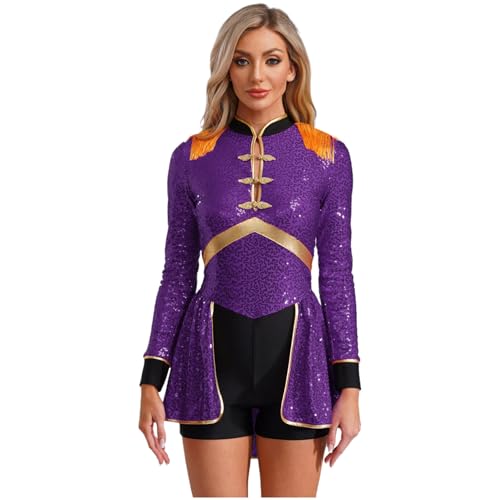 Aiihoo Damen Zirkusdirektor Kostüm Langarm Zirkus Bodysuit Pailletten Fransen Jumpsuit Kleid Mottoparty Halloween Karneval Cosplay Outfits Violett XL Aiihoo Damen Zirkusdirektor Kostüm Langarm Zirkus Bodysuit Pailletten Fransen Jumpsuit Kleid Mottoparty Halloween Karneval Cosplay Outfits Violett XL von Aiihoo