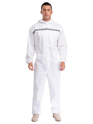 Aiihoo Herren Ganzkörper Arbeitskleidung Antistatischer Overalls mit Kapuze Elastischer Bund Jumpsuit Mechaniker Arbeitsmantel Weiß 4XL Aiihoo Herren Ganzkörper Arbeitskleidung Antistatischer Overalls mit Kapuze Elastischer Bund Jumpsuit Mechaniker Arbeitsmantel Weiß 4XL von Aiihoo