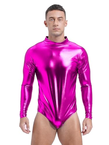 Aiihoo Herren Metallic Body Shiny Bodysuit Langarm Turnbody mit Reißverschlüsse Catsuit Jumpsuit Leotard Alien Halloween Fasching Kostüm Hot Pink 3XL Aiihoo Herren Metallic Body Shiny Bodysuit Langarm Turnbody mit Reißverschlüsse Catsuit Jumpsuit Leotard Alien Halloween Fasching Kostüm Hot Pink 3XL von Aiihoo