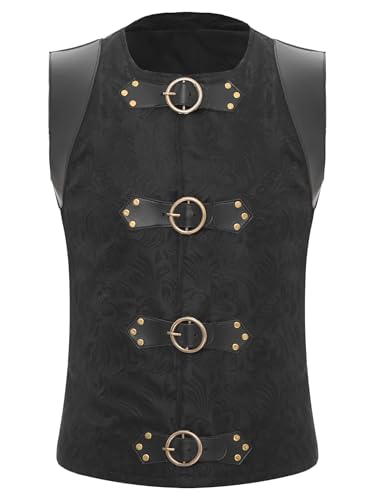 Aiihoo Herren Mittelalter Jacke Steampunk Gothic Weste Ärmellos Wildleder Jacke Gehrock Uniform Halloween Karneval Fasching Schwarz 2XL Aiihoo Herren Mittelalter Jacke Steampunk Gothic Weste Ärmellos Wildleder Jacke Gehrock Uniform Halloween Karneval Fasching Schwarz 2XL von Aiihoo
