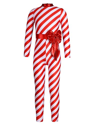 Aiihoo Mädchen Weihnachten Zuckerstangen Kostüm Streifen Gymnastikanzug mit Schleife Stehkragen Turnanzug Jumpsuit für Training Tanzkostüm A Rot 146-152 Aiihoo Mädchen Weihnachten Zuckerstangen Kostüm Streifen Gymnastikanzug mit Schleife Stehkragen Turnanzug Jumpsuit für Training Tanzkostüm A Rot 146-152 von Aiihoo