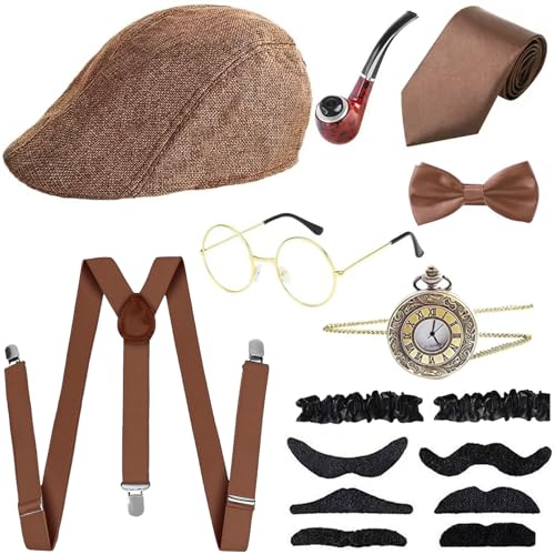 Aikooyc 1920er Jahre Herren Zubehör Gatsby Kostüm Herren Jahr (braun) von Aikooyc