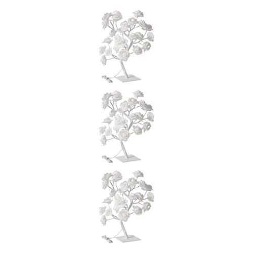 Ailan 3 Satz von Künstliche Bonsai Baum Lichter – farbwechselnde Rosenbaum Lampe, ferngesteuert, energiesparend, Geschenk für jeden Anlass, weiße Rose und Stab, weiße Rose und Stab 3Satz von Ailan