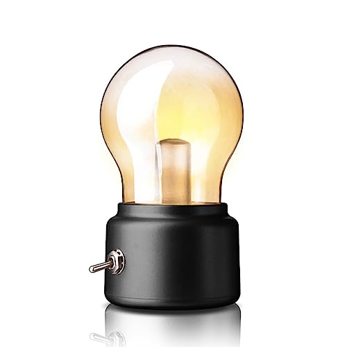Ailan ABS Glas Nachtlicht Batteriebetriebene dekorative USB Schnittstelle 5 V Vintage Home Atmospheres Lights Lighting Tool, Schwarz von Ailan