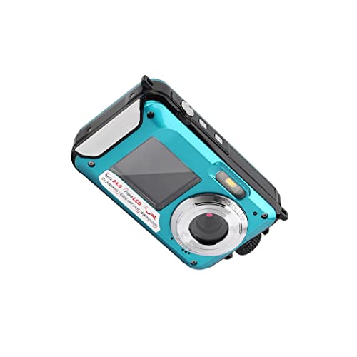 Ailan Digitalkamera, wasserdicht, Dual Screen Video, 24 MP, 16 x 2,7 Zoll, großes USB Ladegerät mit Tragetasche für Unterwasser, UK/US Stecker, US/Blau von Ailan
