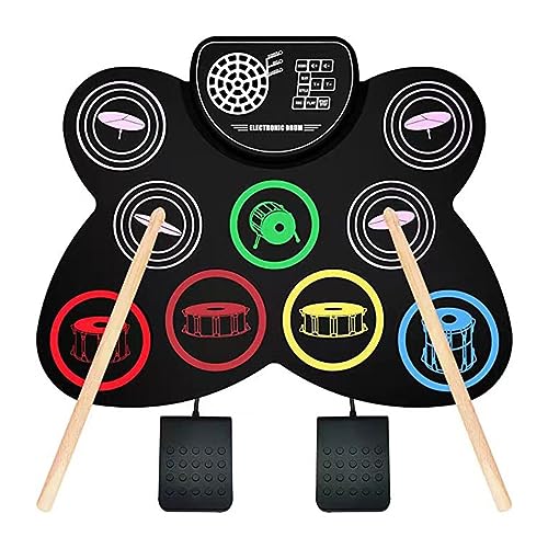 Ailan Drum Übungspad mit Kopfhöreranschluss – Unleash Rhythm Silica Gel farbige elektronische Trommel mit Horn von Ailan