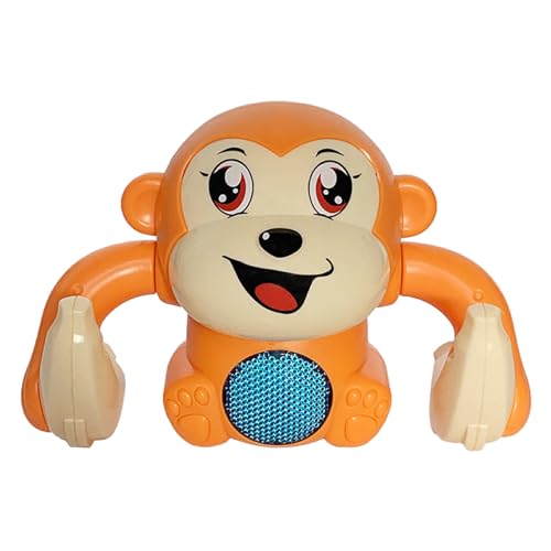 Ailan Pädagogisches Affenspielzeug mit rotierendem Arm und rollender Aktion für interaktives Lernen. Glattes und sicheres Lernspielzeug aus Kunststoff, orange, Mit Batterie von Ailan