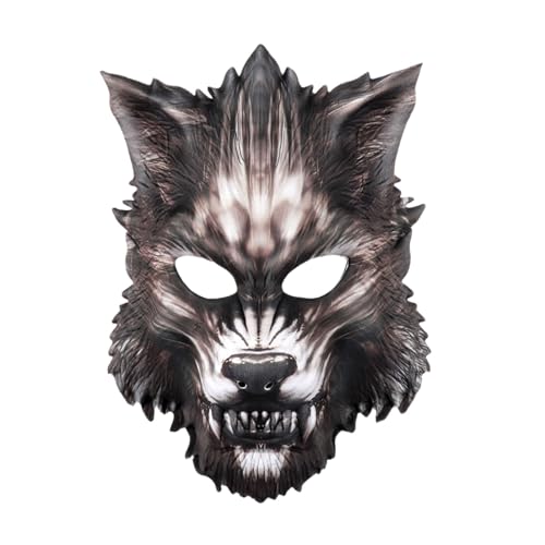 Ailan Realistische Requisiteneffekte, Halloween Wolf Maske für Partys, passend zu den Gesichtern der meisten Menschen, EVA Tiermaske, gruselige Maske, Cosplay, Typ+1 von Ailan