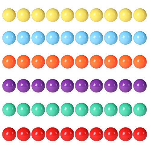 Ailebens Game Ersatzkugeln für Chinese Checker, 60 Stück 16mm einfarbige Ersatzmurmeln für Chinese Checkers, Marmorlauf, Murmelspiel (6 Farben) von Ailebens