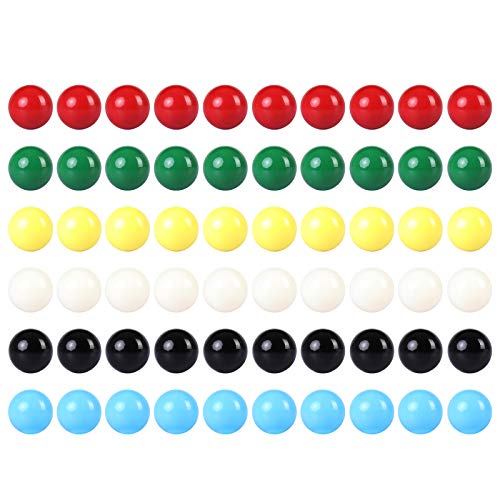 Ailebens Spiel-Ersatz-Kugeln, 60 Stück 9/16 in einfarbige Spielbälle für chinesische Dame, Ärgerspiel, Murmelbahn, Murmelspiele (6 Farben) von Ailebens