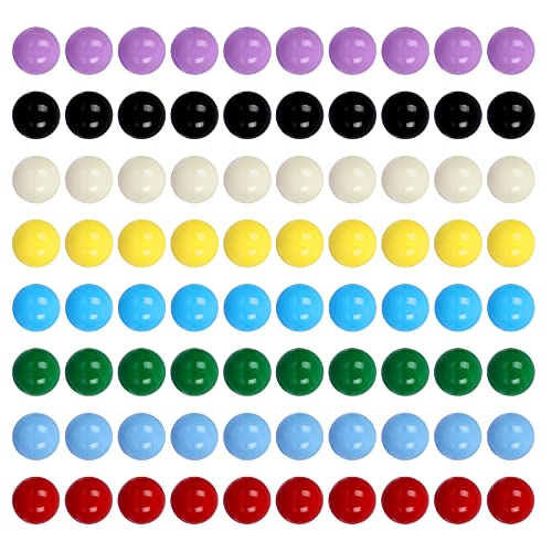 Ailebens Spiel-Ersatzmurmeln, 80 Stück, einfarbige Spielbälle für chinesische Schachspiele, Marmorbahn, Marmorspiele (14 mm/8 Farben) von Ailebens