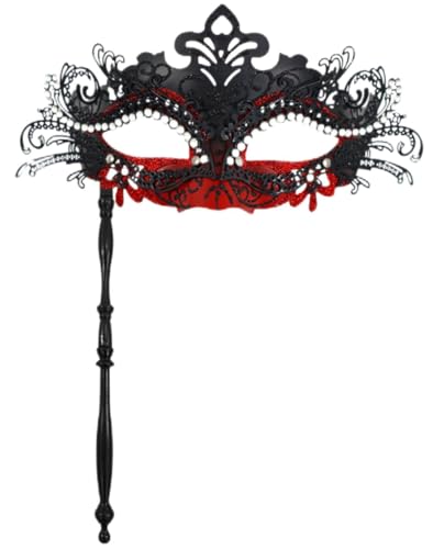Aimeein Venezianische Maske für Damen, mit Stab, Schwarz und Rot, Handheld, Mardi Gras Maske für Maskenball Aimeein Venezianische Maske für Damen, mit Stab, Schwarz und Rot, Handheld, Mardi Gras Maske für Maskenball von Aimeein