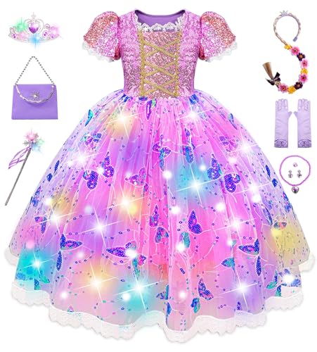 Aimeiar Leuchtende Halloween-Kostüme für Mädchen, Eisprinzessin-Kleid, Weihnachtskostüm auf Eis, Kostüm für Kleinkinder, mit Zubehör Aimeiar Leuchtende Halloween-Kostüme für Mädchen, Eisprinzessin-Kleid, Weihnachtskostüm auf Eis, Kostüm für Kleinkinder, mit Zubehör von Aimeiar