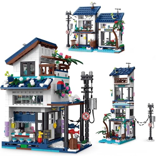 Aimmob Villa Beach Haus Modular Building, Klemmbausteine Architecture Häuser Bausteine Bausatz, Stadthaus Gebäude House Friends Sets for Adult Boys Girls Kids Aged 6-14 (813 Teile) von Aimmob