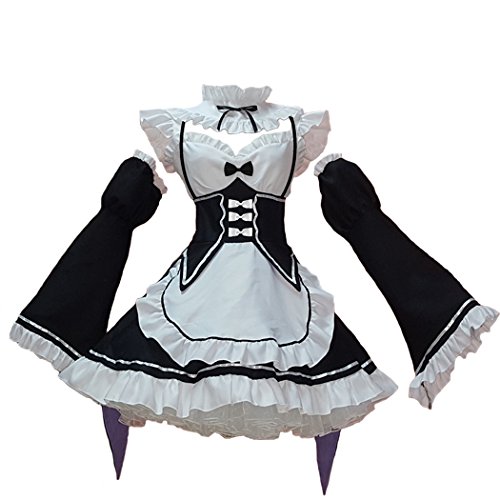 Ainiel Damen mädchen-kostüm anime cosplay lolita kostüme strümpfe kopfbedeckung mittel schwarz-weiss von Ainiel