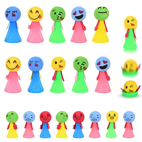 Ainiv Kindergeburtstag Mitgebsel Set, 18 Stück Spring Launchers Toys, Glow Ball Spielzeug, Kinder Jumping Spielzeug,Springbälle Hüpfball,Emoticons Puppen für Kinder Geburtstag Kinderparty Garten Party von Ainiv