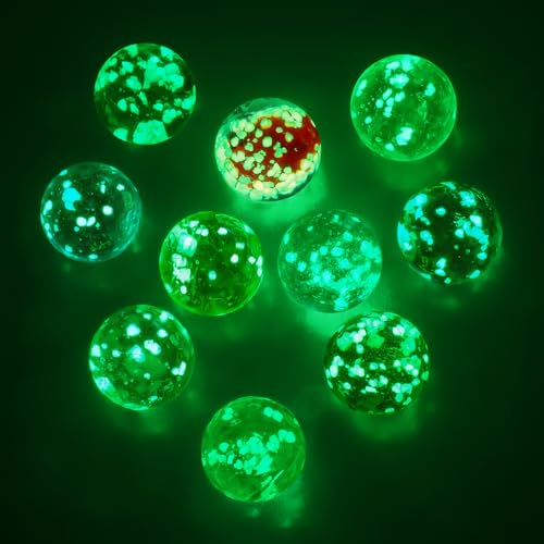 Ainiv 10 Stück Glasmurmeln Murmeln Kinder, 12mm Bunte Glasmurmeln für Schachspieler, Retro-Fidget-Spielzeug, Murmeln Leuchten im Dunkeln für Marmorbahn-Spiel, DIY-Projekte oder Heimdekoration von Ainiv
