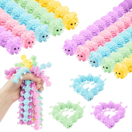 Ainiv-10PCS Caterpillar Stretchy String Spielzeug, Stressabbau Spielzeug Squeeze, Stretchy Strings Sensorische Fidget Spielzeug für Kinder & Erwachsene mit Autismus und ADHD Therapie von Ainiv