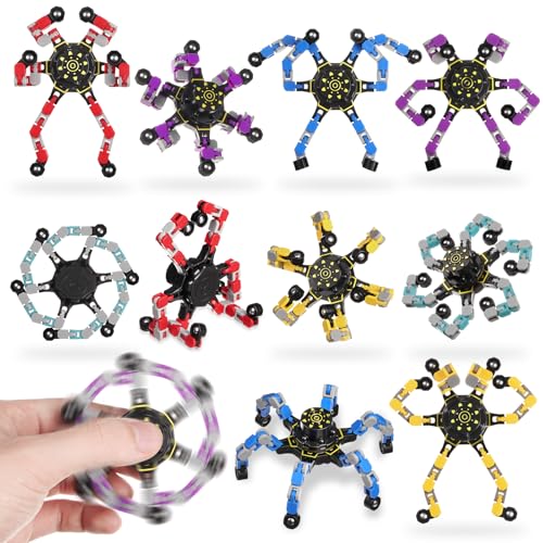 Ainiv Robot Fidget Spinner, 10 Stück DIY Verformbare Fingerspitze, Spinning Schreibtisch Spielzeug, Mechanische Fingertip Spielzeug Geschenke Klassenzimmer Mitgebsel Geburtstag Party von Ainiv