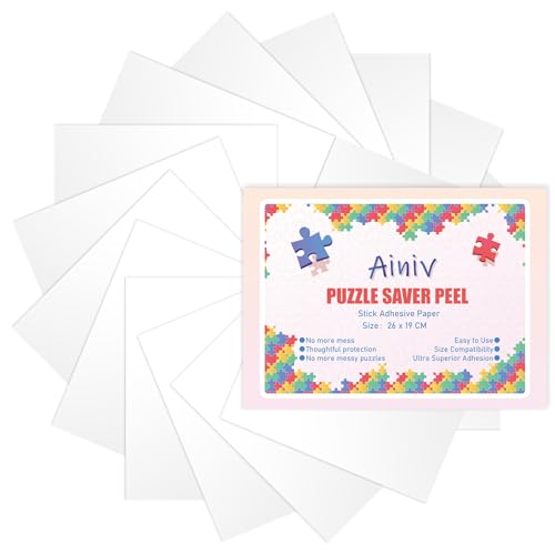 Ainiv Ultra-Haftung Puzzle Klebefolie, 16 Stück (19 * 26cm) Puzzle Saver Folie Selbstklebend, Super Puzzlekleber - Optimal für 2 x 1000 Teile oder 4 x 500 Teile von Ainiv