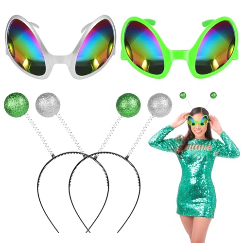 Ainiv 2 Paare Alien Stirnband und Brille, Alien Regenbogenlinse Sonnenbrille, Alien-Antenne Stirnband, Geeignet Als Foto-Requisiten Und Atmosphären-Requisiten Urlaubspartys für Erwachsene und Kinder Ainiv 2 Paare Alien Stirnband und Brille, Alien Regenbogenlinse Sonnenbrille, Alien-Antenne Stirnband, Geeignet Als Foto-Requisiten Und Atmosphären-Requisiten Urlaubspartys für Erwachsene und Kinder von Ainiv