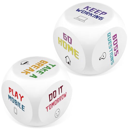 Ainiv 2 Stück Anti Stress Würfel, Stresswürfel mit 6 Lustigen Aktionen zum Stressabbau, PU-Schaum Anti Stress Spielzeug Geschenk für Büro Kollegen Studenten Freunde-Englische Textmuster von Ainiv