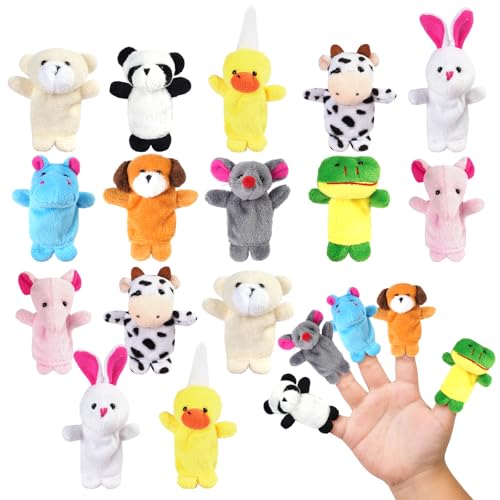Ainiv 20 Stück Fingerpuppen, Baby Mitgebsel Kindergeburtstag Finger Plüschtier Set, Jungen und Mädchen Geschenke für Weihnachten Ostern und Kinderparty, Kleines Geschenk für Kinder von Ainiv