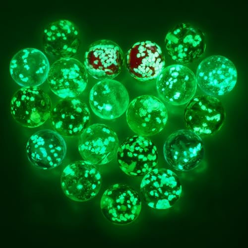 Ainiv 20 Stück Glasmurmeln Murmeln Kinder, 12mm Bunte Glasmurmeln für Schachspieler, Retro-Fidget-Spielzeug, Murmeln Leuchten im Dunkeln für Marmorbahn-Spiel, DIY-Projekte oder Heimdekoration von Ainiv