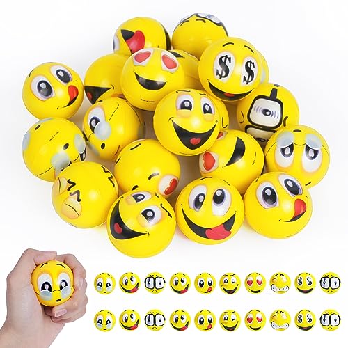 Ainiv Stress Bälle, 20 Stück Stressball, Antistressball für Kinder, Erwachsene, Lächeln Gesicht Bälle, 4.5CM Schaum Stressabbau Bälle Stressabbau Spielzeug für Kindergeburtstag Mitgebsel von Ainiv