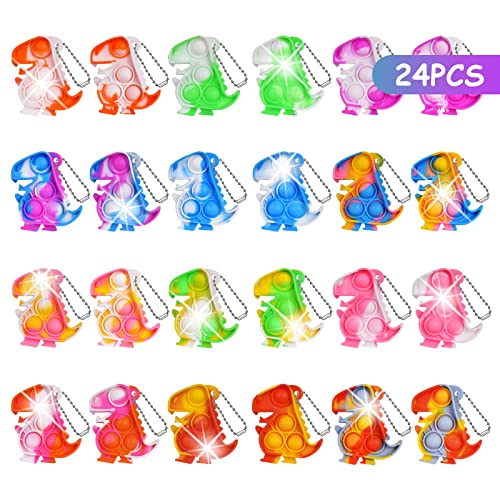 Ainiv Pop Push It Fidget Toy, 24 PCS Dinosaurier-Form Mini Schlüsselbund, Anti Stress Sensorik Pop Figetttoys Spielzeug mit Schlüsselanhänger, Poppet Bubble Finger Toys Autismus for ADHS Squeeze Toys Ainiv Pop Push It Fidget Toy, 24 PCS Dinosaurier-Form Mini Schlüsselbund, Anti Stress Sensorik Pop Figetttoys Spielzeug mit Schlüsselanhänger, Poppet Bubble Finger Toys Autismus for ADHS Squeeze Toys von Ainiv