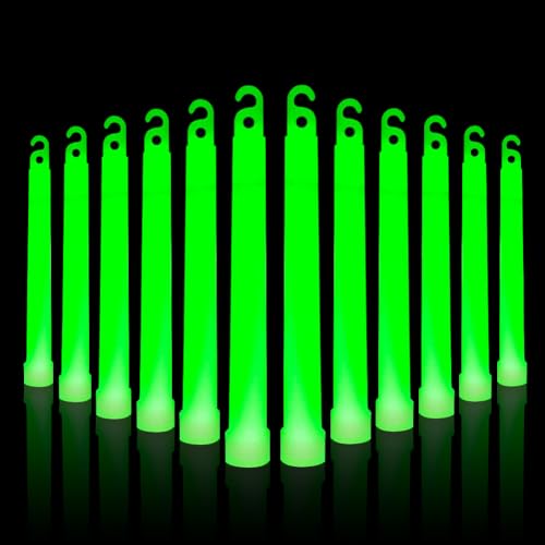 Ainiv 25 Premium Leuchtstäbe, Hochzeit oder Knicklichter Militär, Grün Leuchtstäbchen Lanyard Ultra Bright Glow in the Dark Stab für Weihnachten, Halloween, Abschlussfeier, Campingzubehör von Ainiv