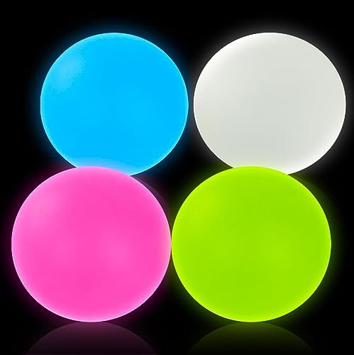 Ainiv 4 Stück Leuchtend Antistressball, Anti Stress Ball Fidget Fun Toy, Massagebälle Handtrainer, Angst Abbauen Sensorische ADHD Spielzeug Geschenk, Wurfball Spielzeug für Kinder und Erwachsene von Ainiv