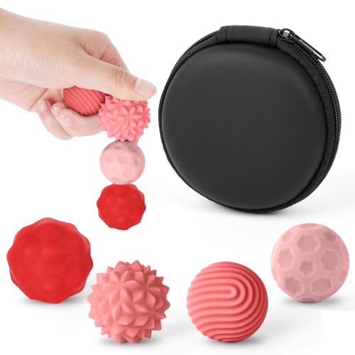 Ainiv Magnetische Fidget Toys, 4 Stück Silikon Anti Stress Bälle, Magnetbälle Zappelspielzeug Fingerspielzeug für Autismus, Texturen Sensorisches Spielzeug für Erwachsene Jugendliche (Rot) von Ainiv