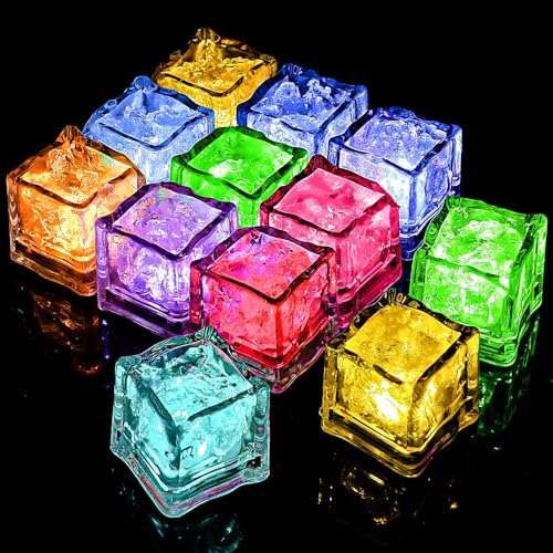 Ainiv Baby Badespielzeug, 12 Stück Leuchtende Babyspielzeug für Babys, Bunte Funkelnde LED Leuchtende Eiswürfel, Badelichter für Kinder, Sensorisches Babyspielzeug für Autismus, Badewannenspielzeug von Ainiv