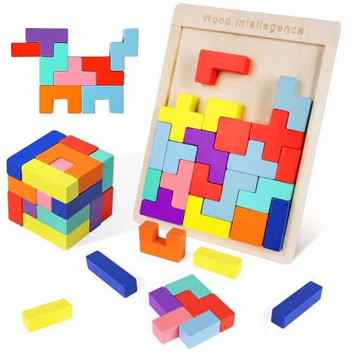 Ainiv Bunte Bausteine, 3D Bausteine Puzzle Spiel für Kinder, 30 Stück Tangram Holz Puzzle, Kreatives Montessori Tangram, Kreativ Lernspielzeug, Gehirntraining Spielzeug Ainiv Bunte Bausteine, 3D Bausteine Puzzle Spiel für Kinder, 30 Stück Tangram Holz Puzzle, Kreatives Montessori Tangram, Kreativ Lernspielzeug, Gehirntraining Spielzeug von Ainiv