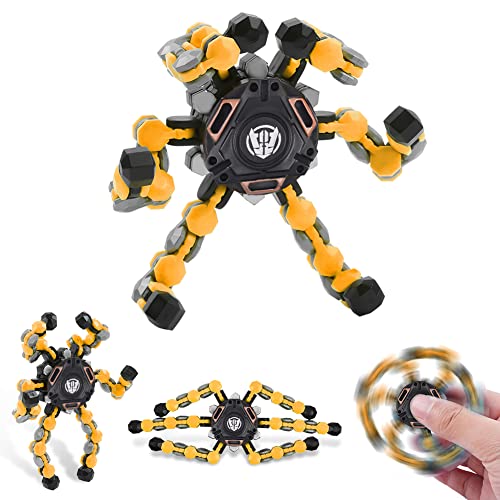 Ainiv Fingertip Spielzeug, Sensorischer Fidget-Spinner, Transformierbarer Mechanischer Kreisel Zum Stressabbau, Geschenk Für Kinder Und Erwachsene (Gelb) von Ainiv