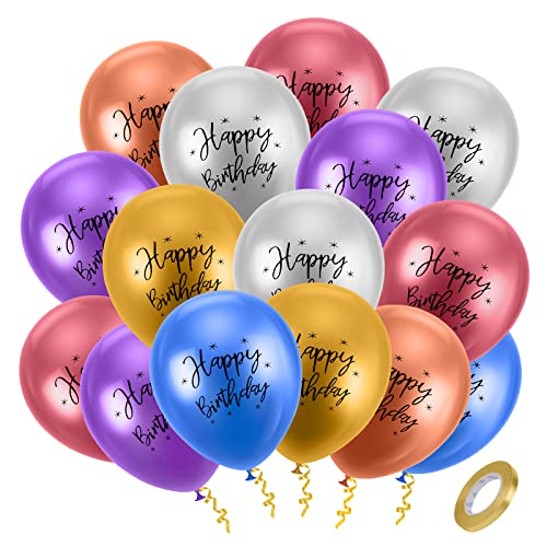 Ainiv Geburtstag Ballons, 15 Stück Luftballons Bunt, Latex Ballons für Geburtstag Junge Mädchen Party Dekoration Zubehör, Kindergeburtstag Party Deko, Babyparty, Luftballon Girlande (Happy Birthday) von Ainiv