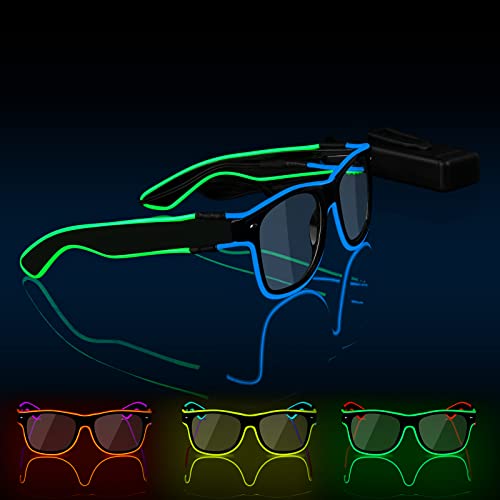 Ainiv LED Brille, Leuchten Brille, Verdrahtet Neon Rave Brille, Flashing LED Sonnenbrille Kostüme, Flashing LED brillen, Led Glasses, Partybrille, Party Led Brille für Party, EDM, Halloween von Ainiv