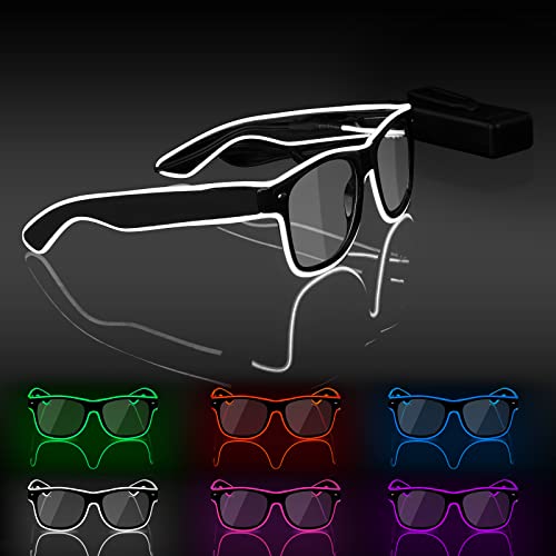 Ainiv LED Brille, Leuchten Brille, Verdrahtet Neon Rave Brille, Flashing LED Sonnenbrille Kostüme, Flashing LED Brillen, Led Glasses, Partybrille, Party Led Brille für Party, EDM, Halloween von Ainiv